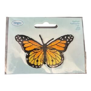 MONARCH BUTTERFLY PATCH embroidered iron-on APPLIQUE DETAILED EMBLEM - ORANGE